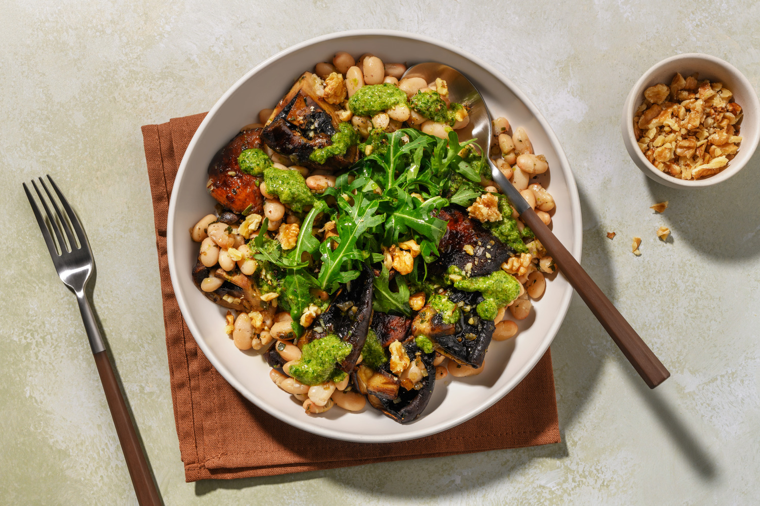 Poêlée de haricots, champis & parmesan