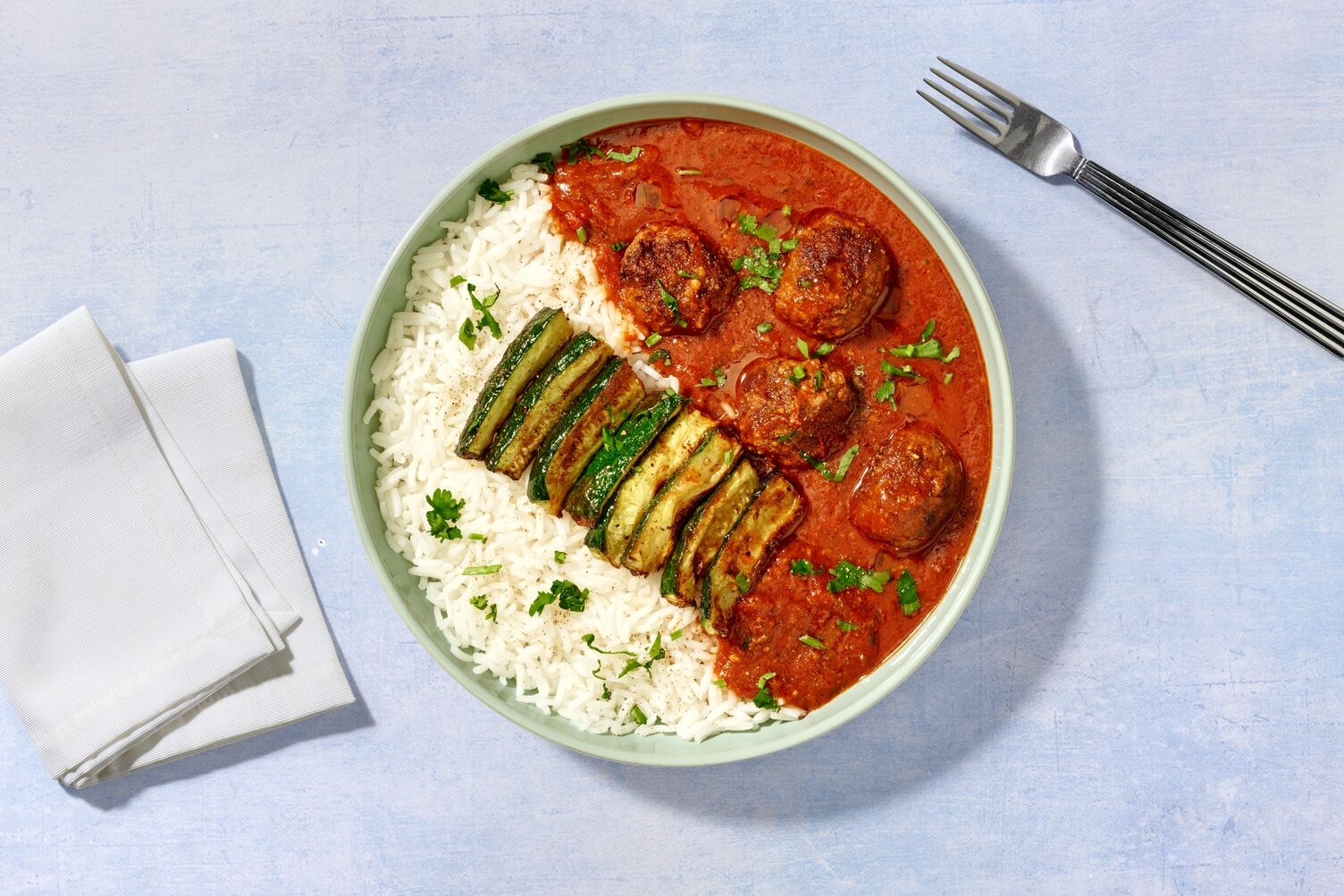 Bowl Italien : polpettes & frites de courgette