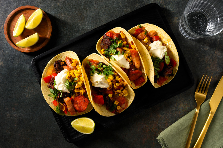 Tacos de compango asturiano con tortillas de maíz