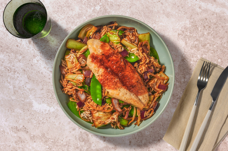 Zoete-sojapangasiusfilet met Thaise groenten