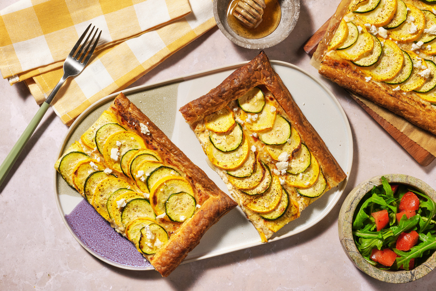 Green & Yellow Courgette Cheesy Summer Tart