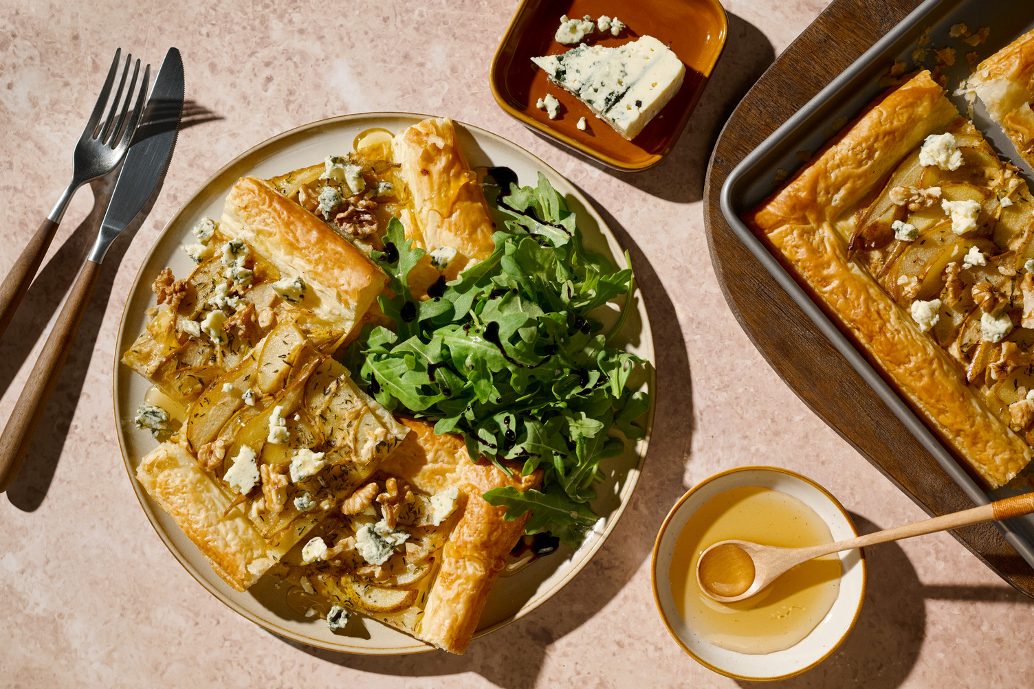 Blue Cheese, Caramelised Pear and Honey Tart