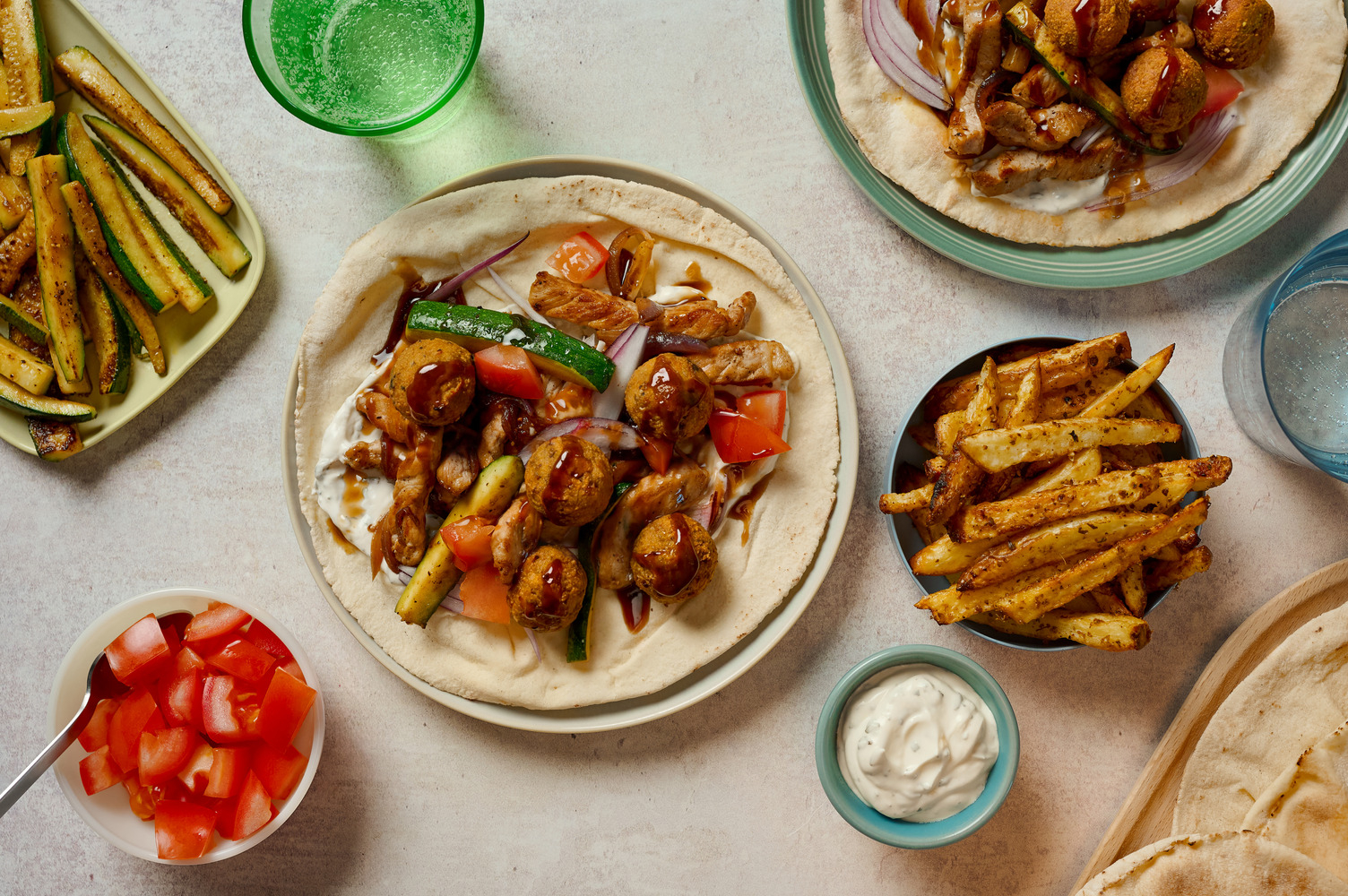 Gyros-inspired Gammon Wraps with Falafel