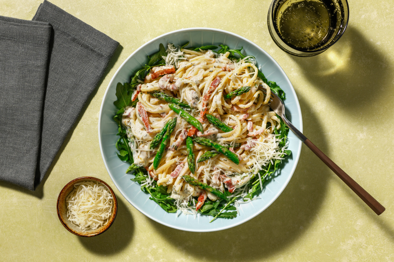 Spaghetti complets aux lardons & asperges