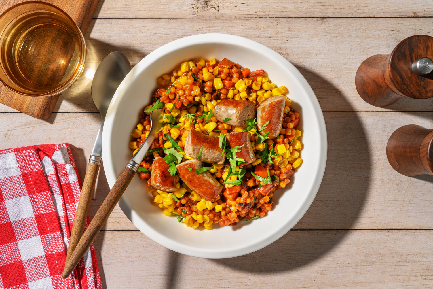 Saucisse & couscous perlé aux lardons 