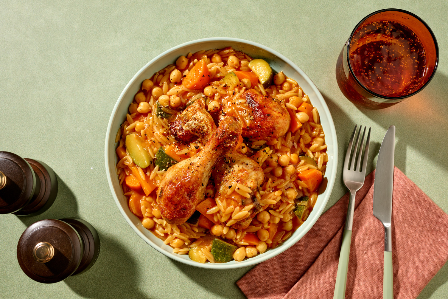 Pilons de poulet & orzo façon tlitli algérien