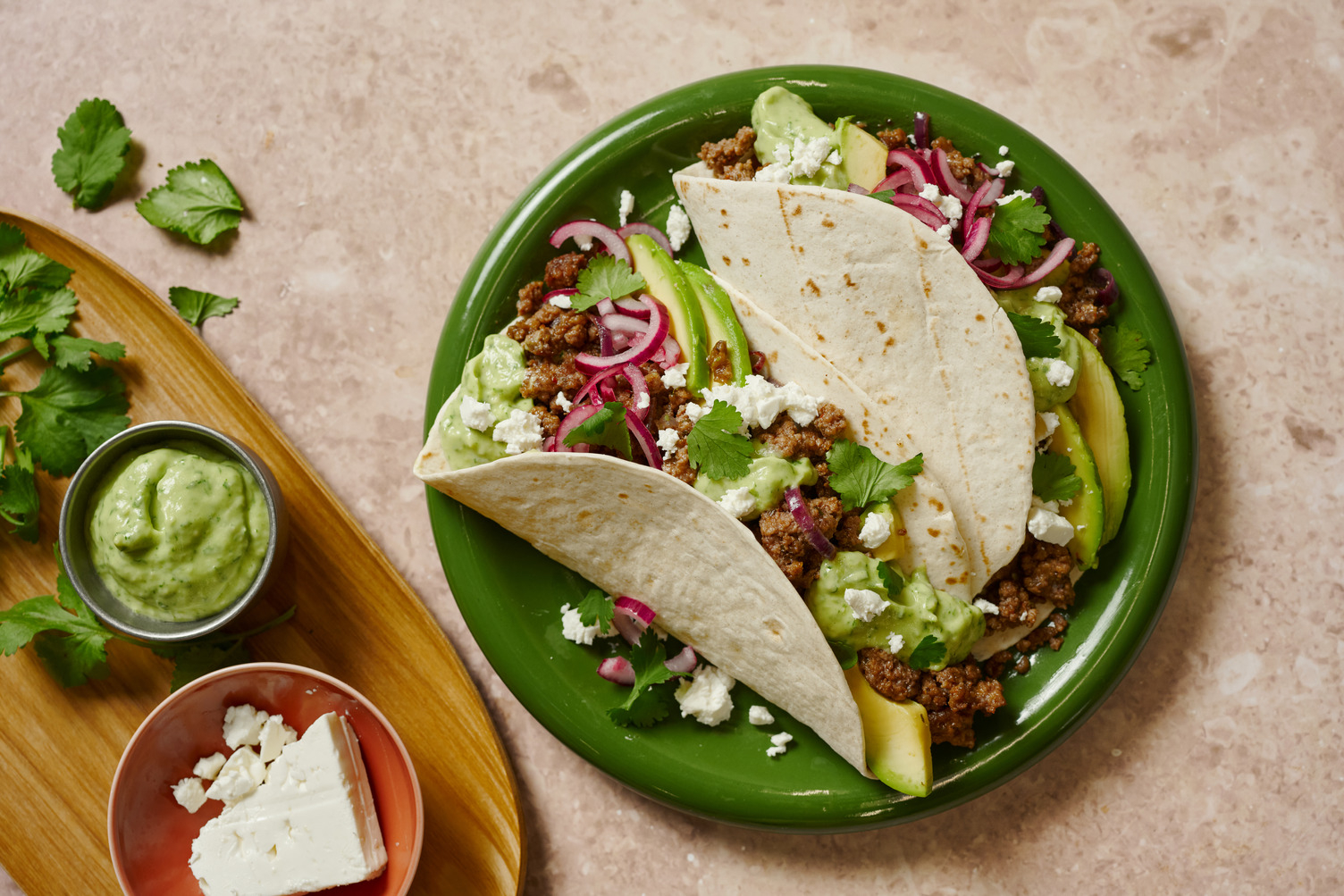 Fajitas complètes au bœuf haché & mayo-avocat