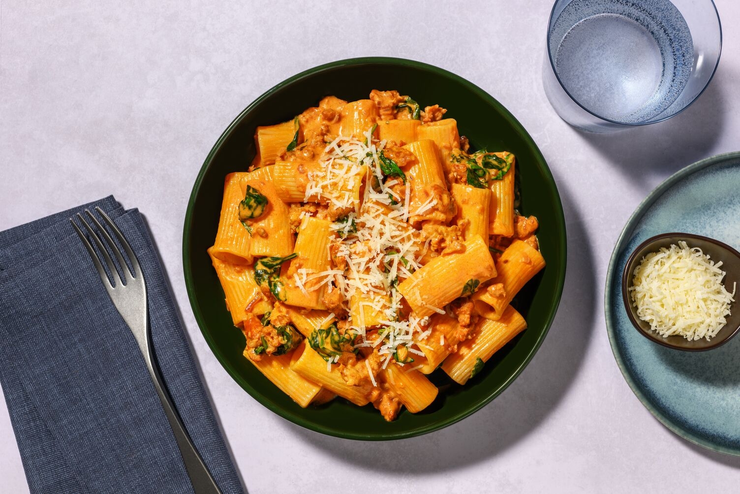 Spicy creamy merguez pasta