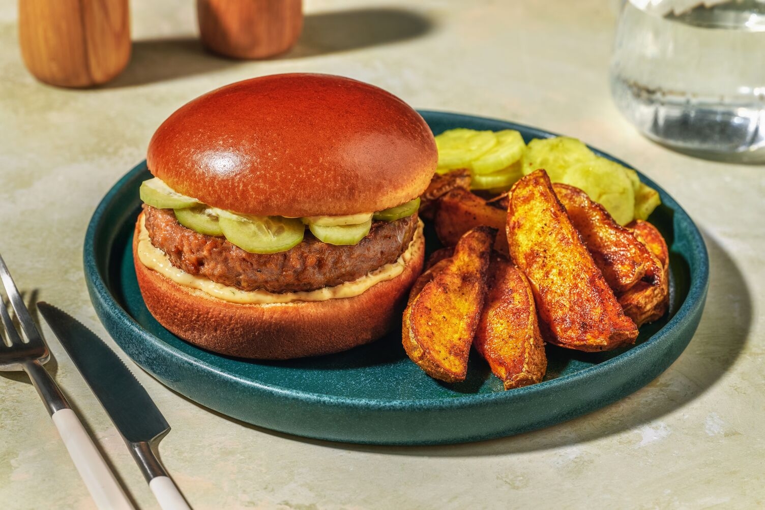 Burger de steak végétal & sauce curry-passion