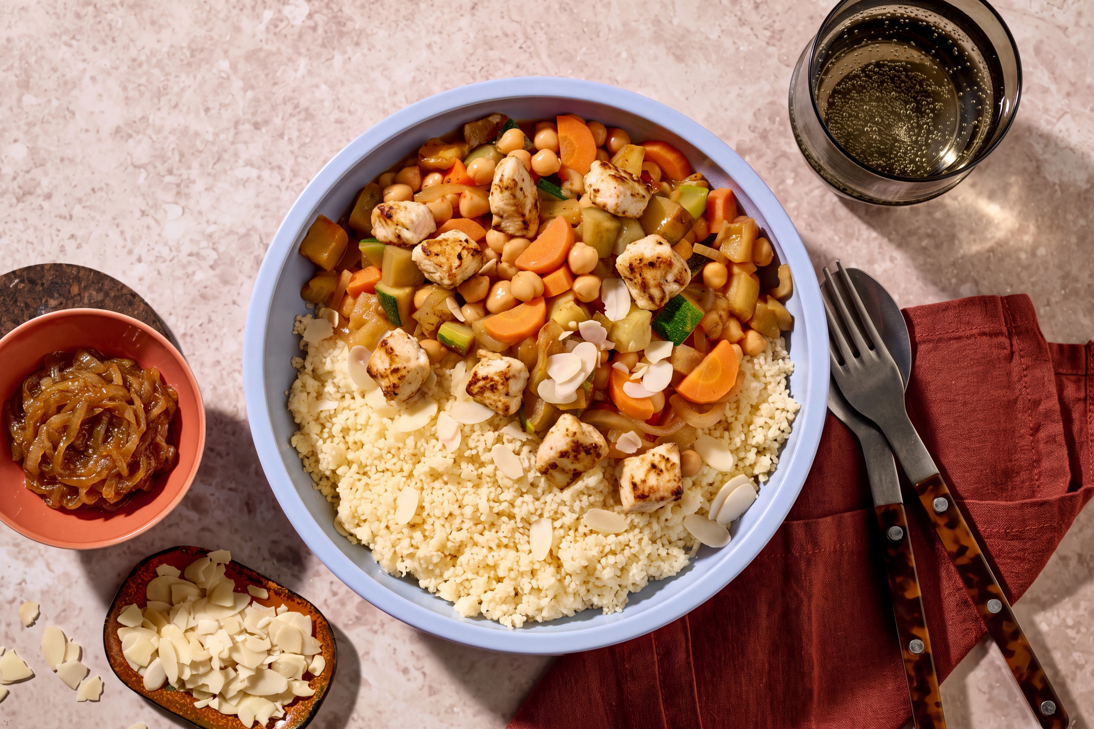 Vegetarian Couscous Tfaya with Irish Chicken