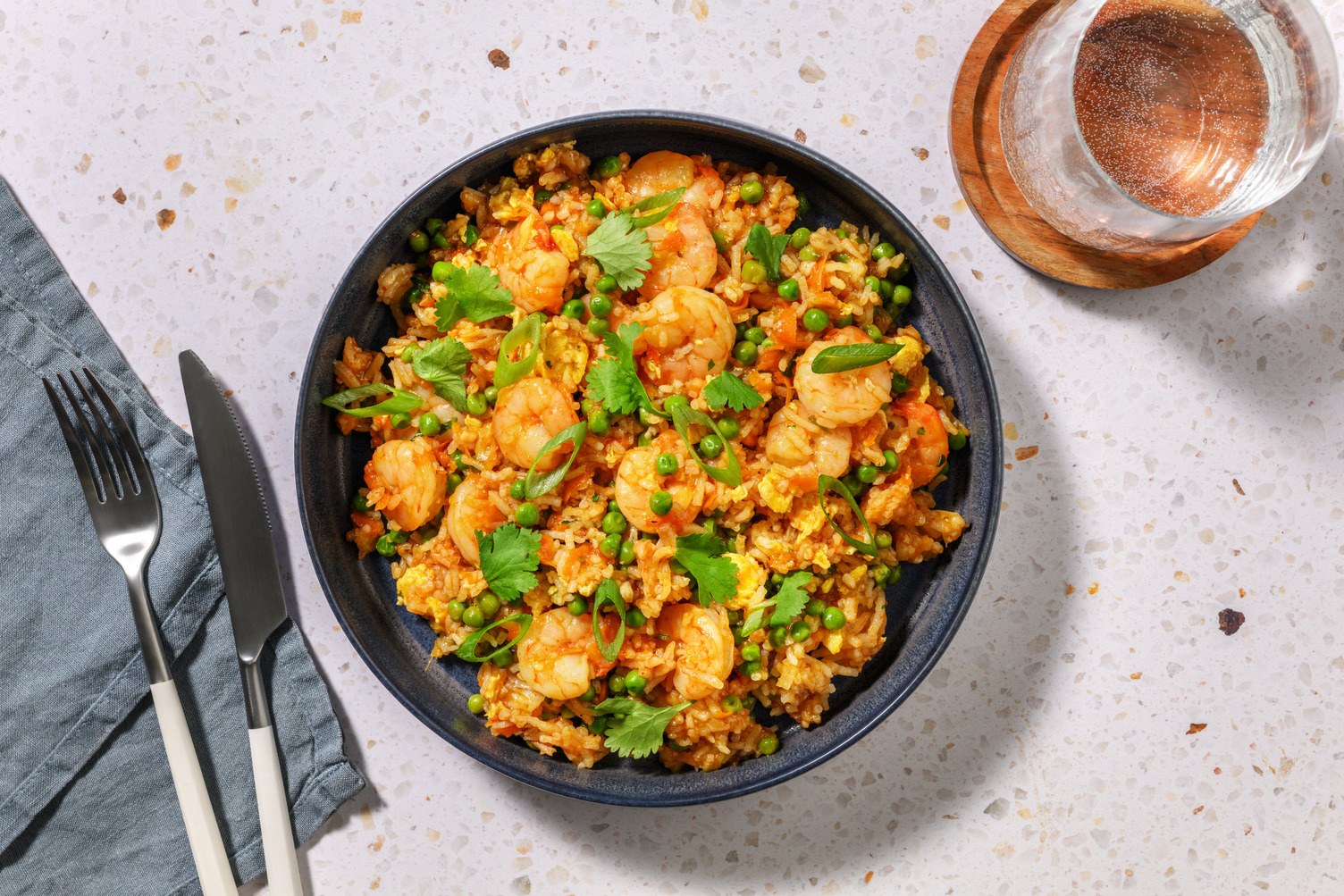 Riz sauté crevettes à la chinoise