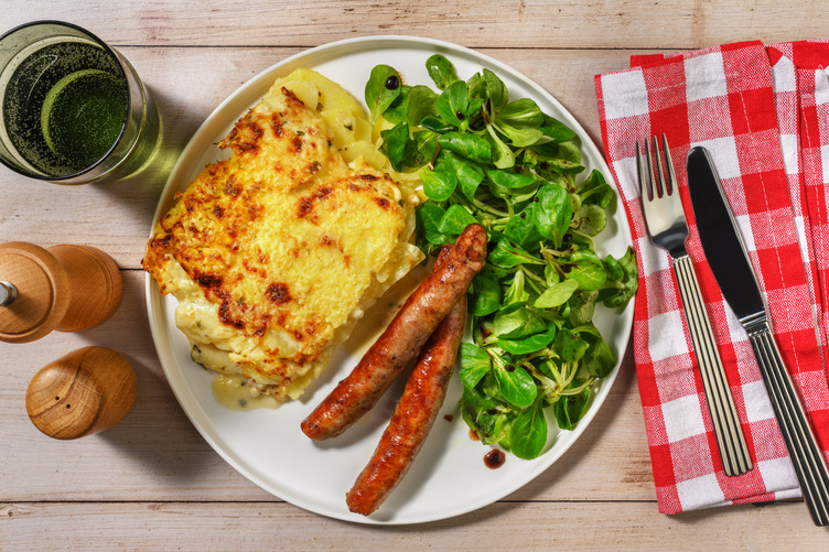 Gratin de topinambour & chipos comme au bistro