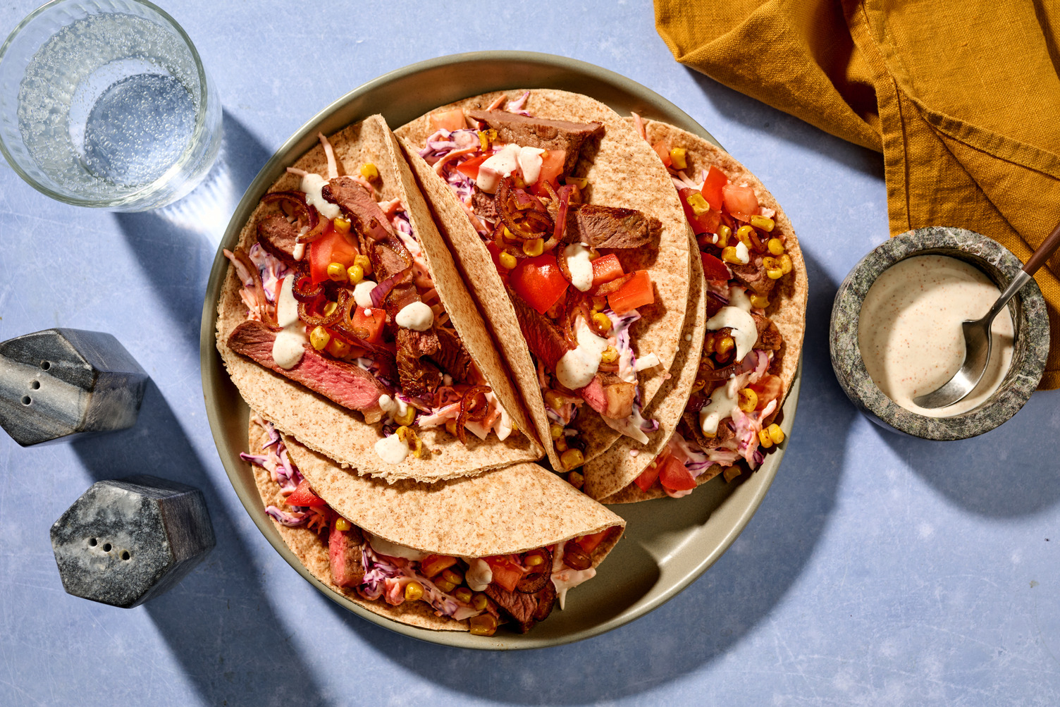 Taco's met steak en zure room