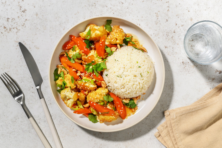 Wok de chou-fleur & sauce soja au sésame