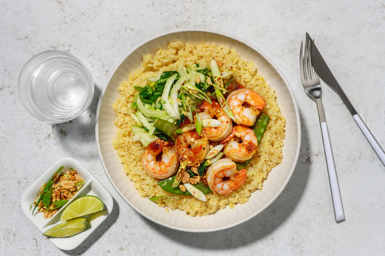 Rejebowl med sød chilisauce-glaze