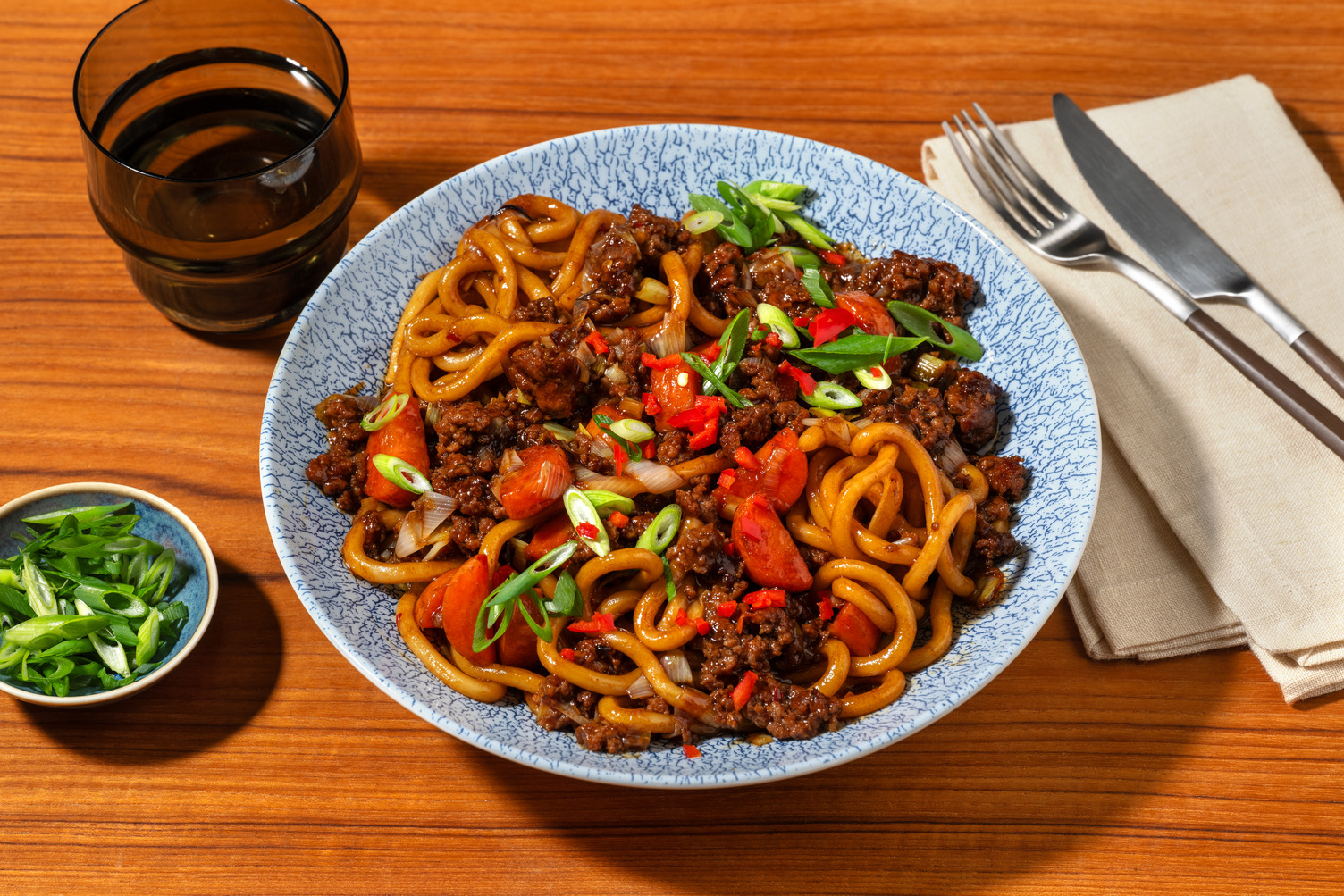 Stir-fried Leek and Beef Udon