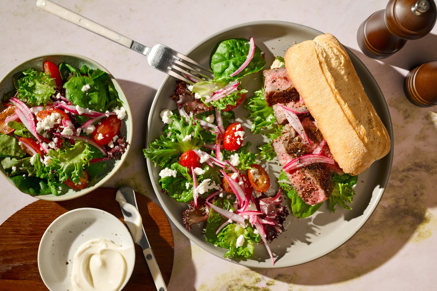 Greek Inspired Lamb Steak Sandwich