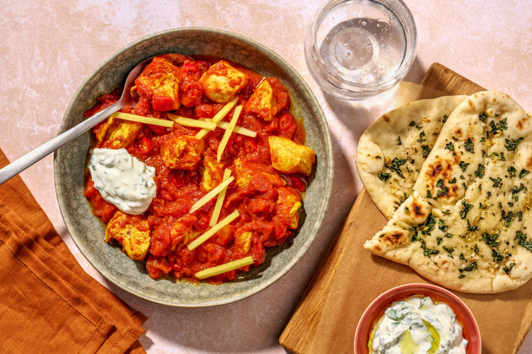Large King Prawn Karahi and Garlic Coriander Naan 