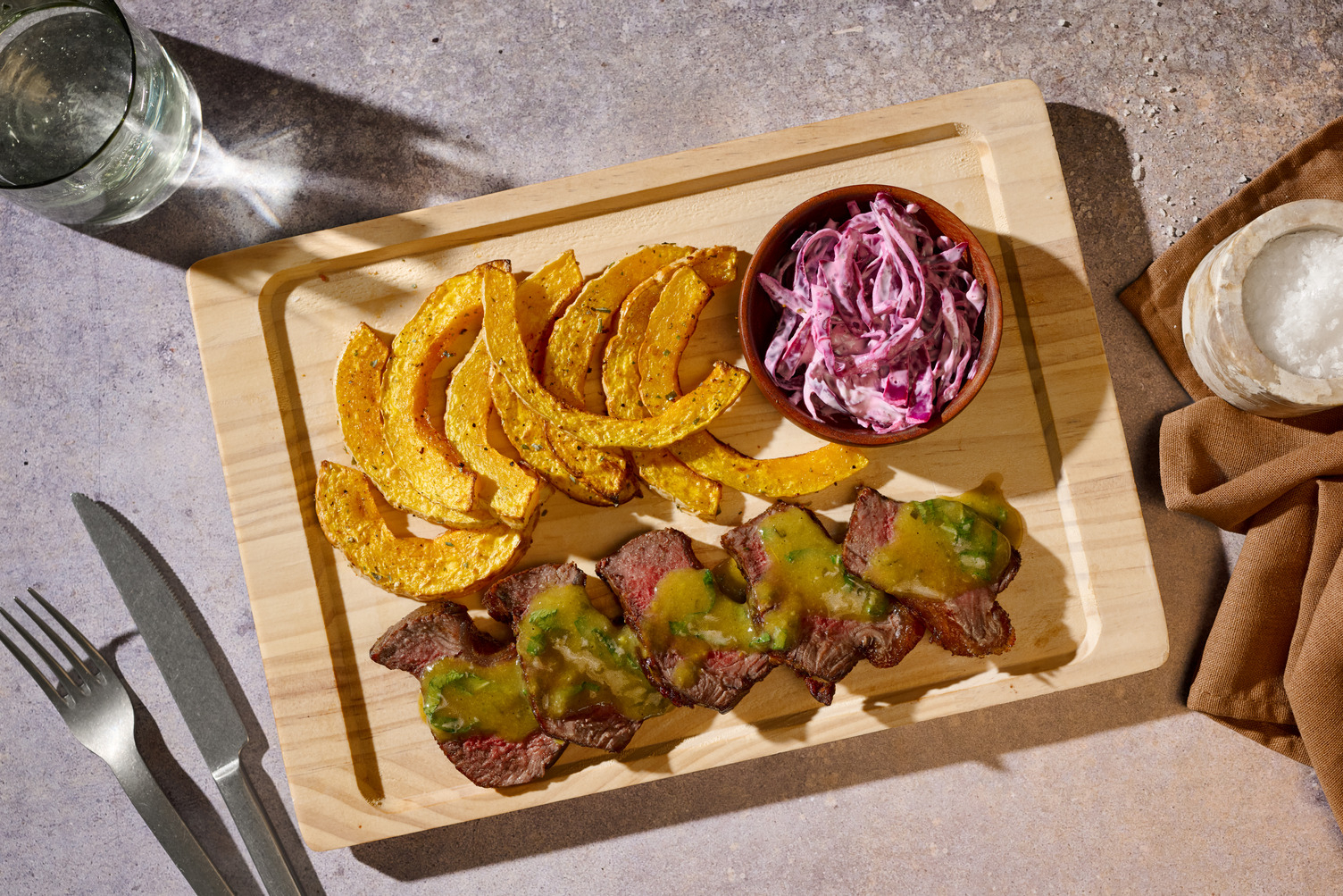 Lamb Steaks and Green Chilli & Mint Salsa Verde