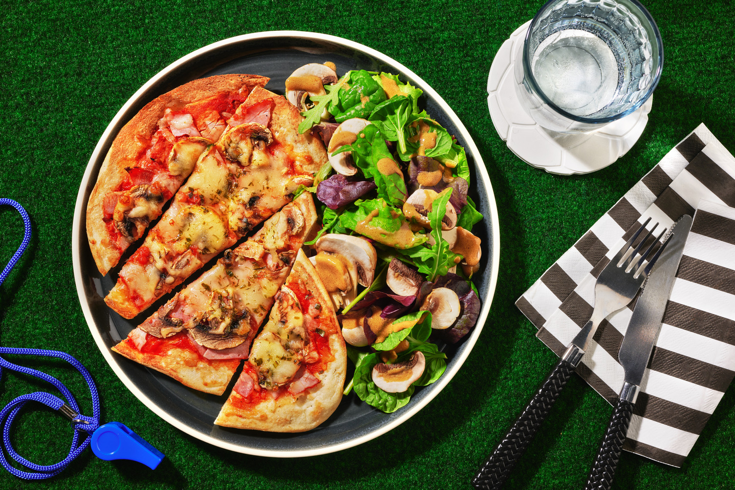 Pizza naan décisive : jambon & champignons