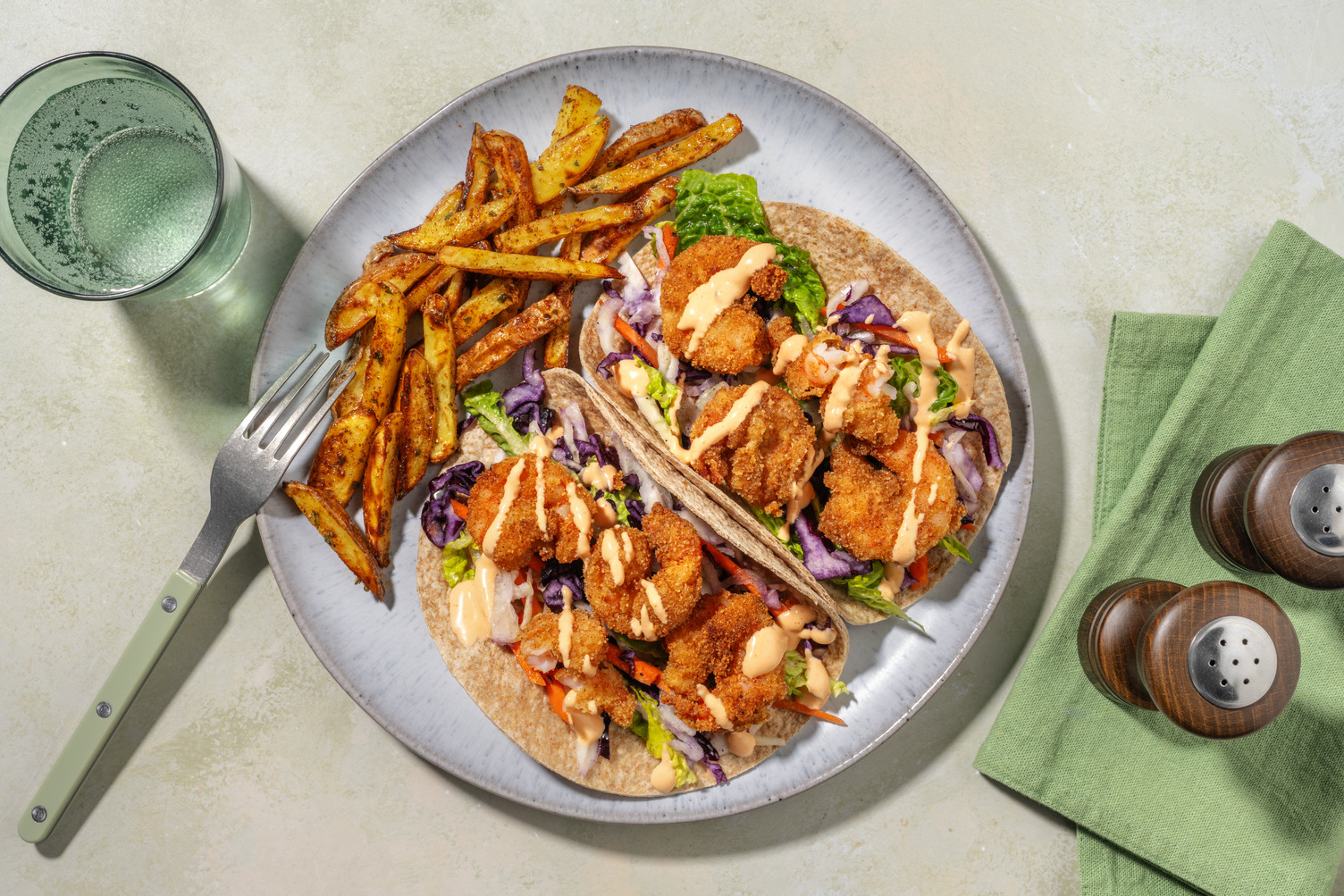 Jerk Spiced Crispy Prawn Tacos