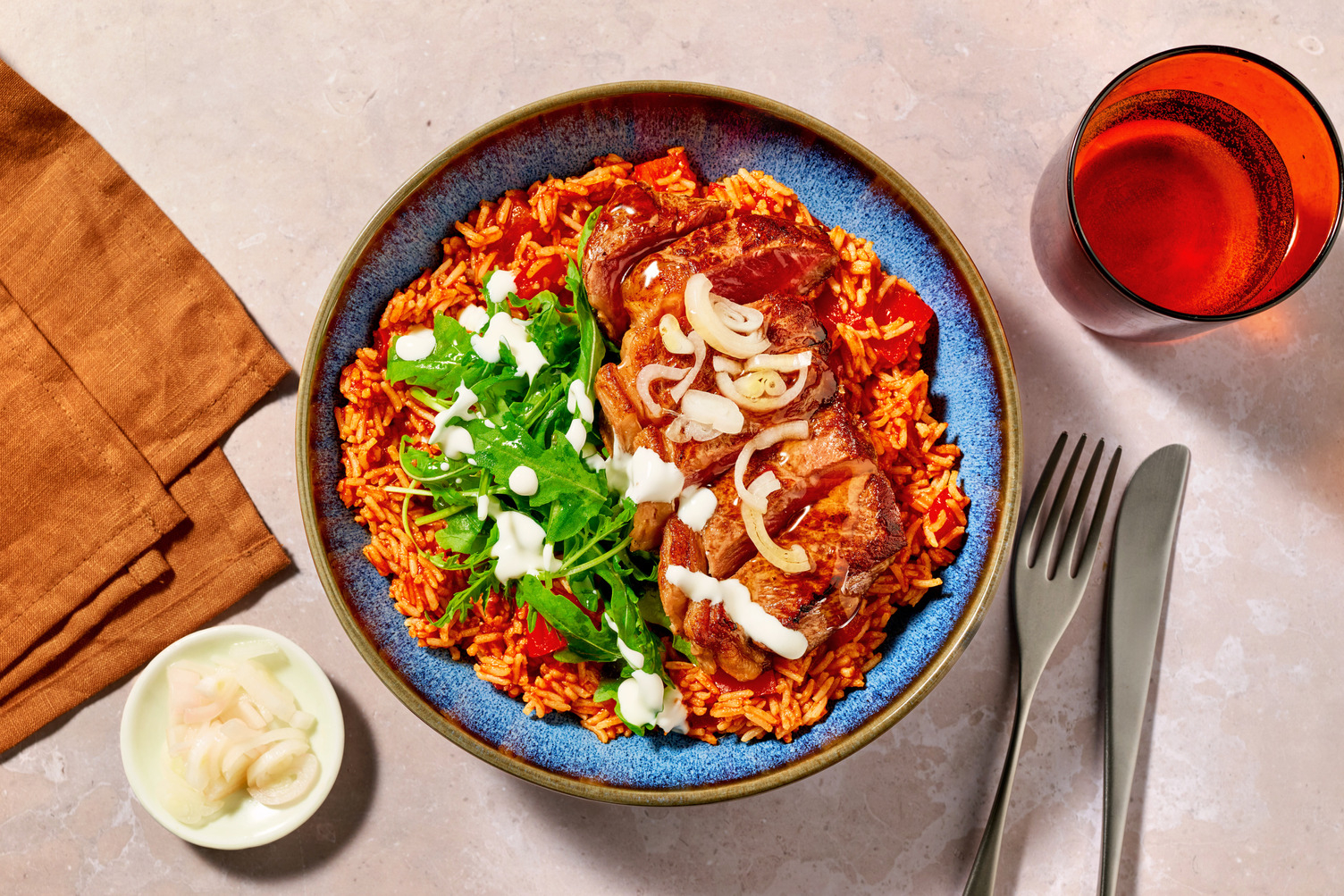 Seared Lamb Steak on West African Style Spiced Rice
