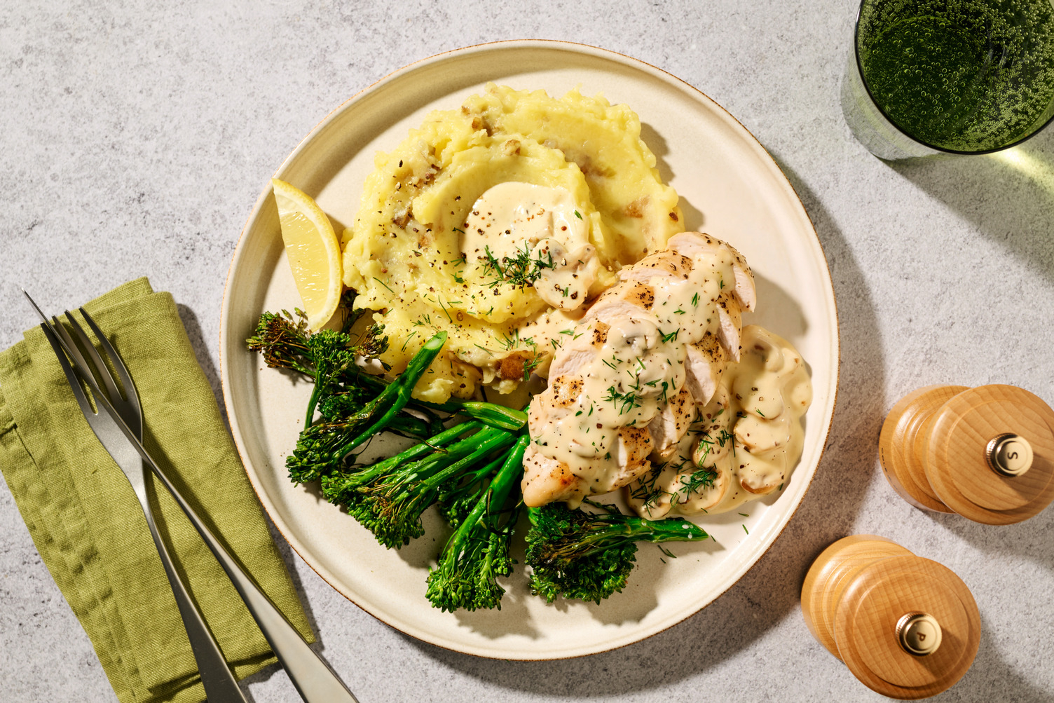 Lemon Chicken in Creamy Mushroom & Dill Sauce