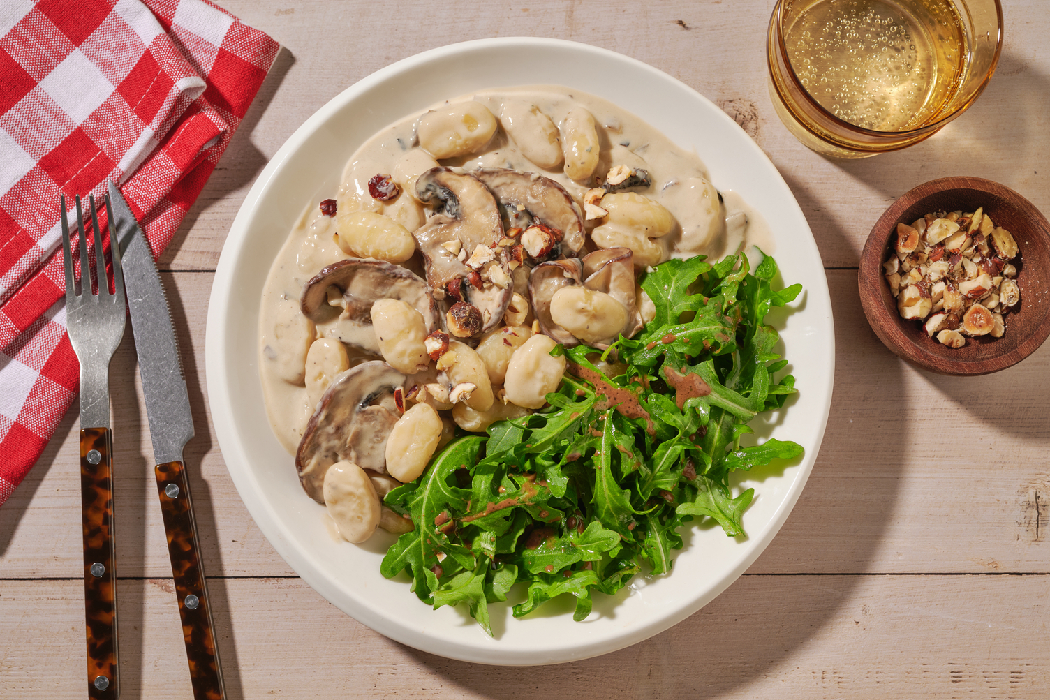 Gnocchi sauce fourme d’Ambert AOP & portobellos