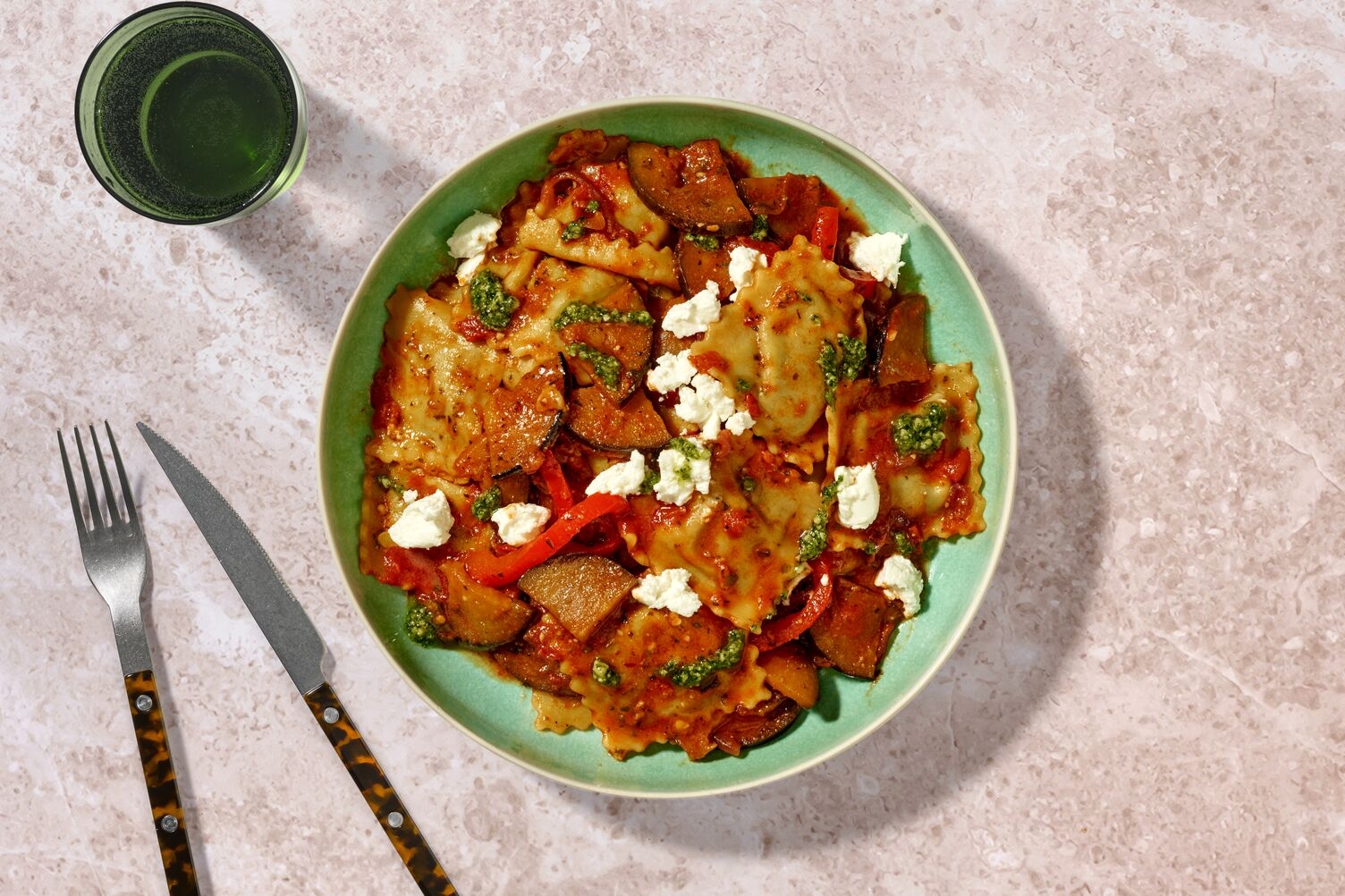 Ravioli nduja épicés & sauce façon ratatouille