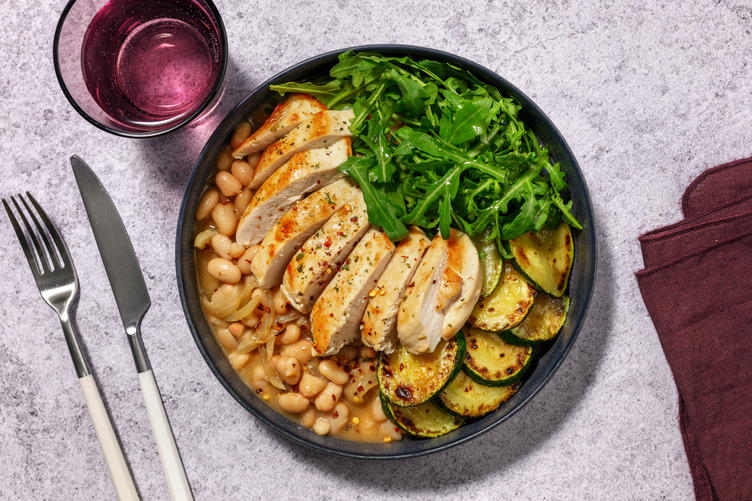 Herby Roast Turkey on Cannellini Beans