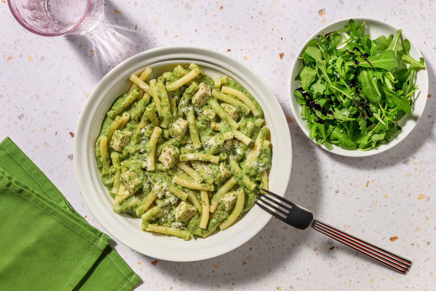 Super Green Cheesy Chicken and Pesto Macaroni
