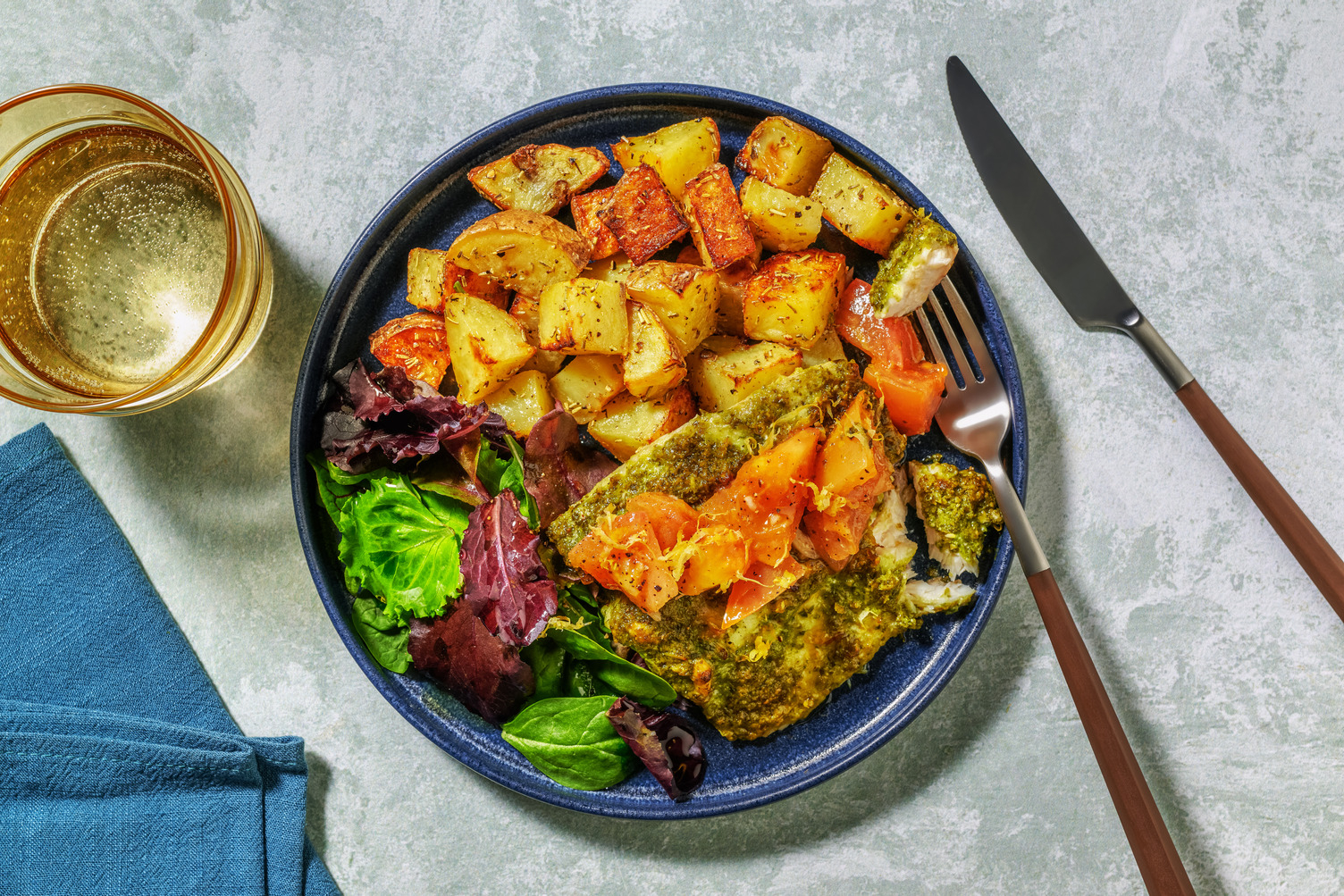 Pesto Baked Haddock and Warm Tomato Salsa