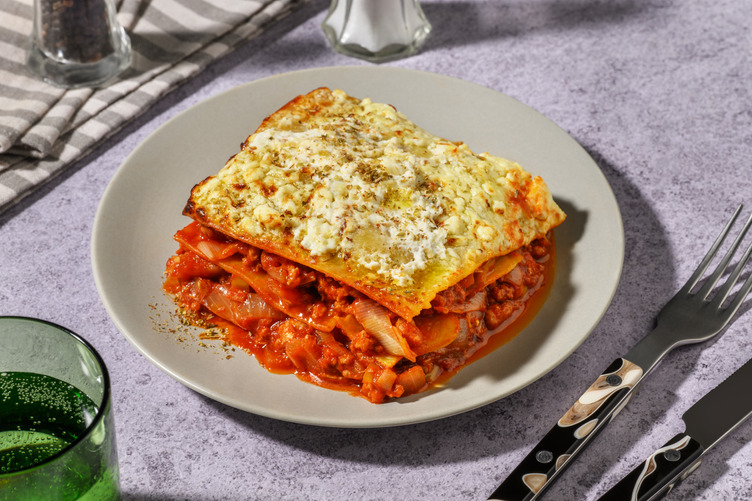 Lasaña con carne picada de cerdo y ricotta italiana