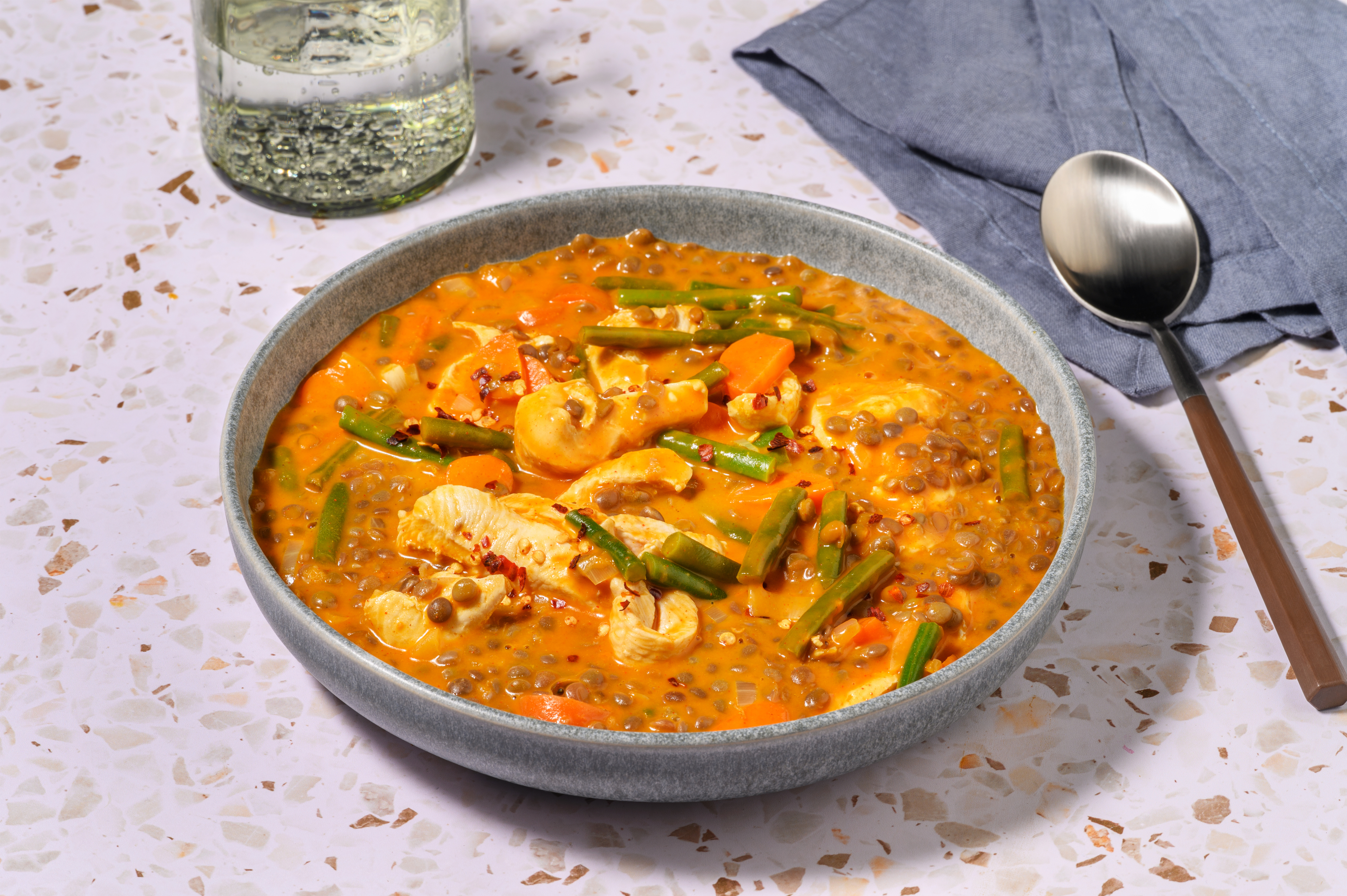 Cremiges Linsen-Dal mit Poulet