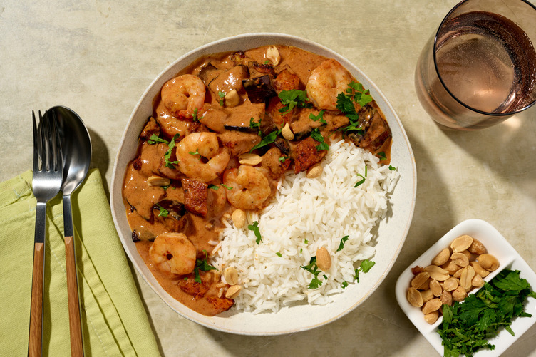 Double Prawn and Aubergine Rogan Josh Curry
