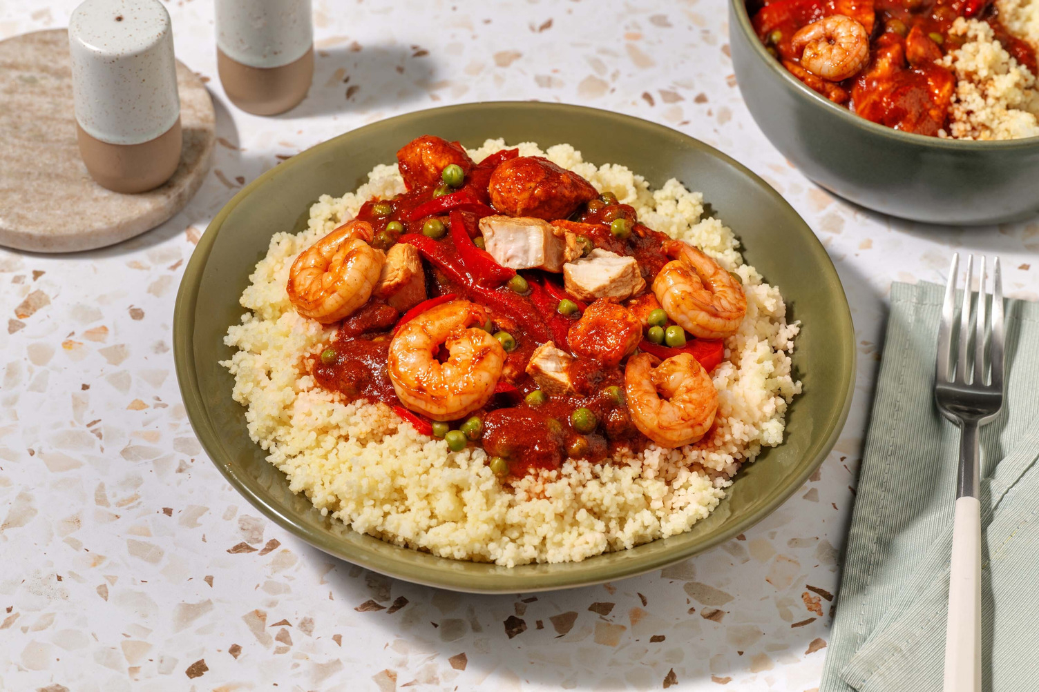 Brazilian Style Spiced Chicken and Prawn Couscous Bowl
