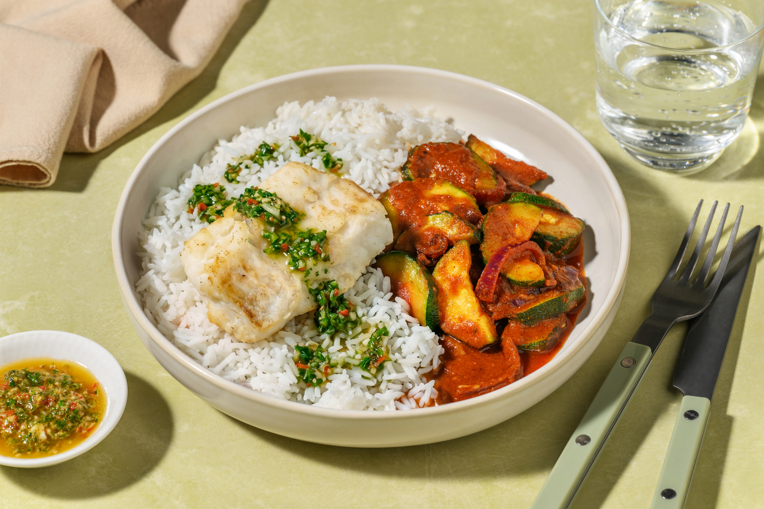 Chimichurri-kabeljauwbowl 