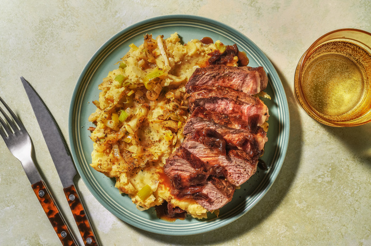 Steak met zelfgemaakte uienjus