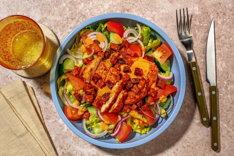 Nduja Hollandaise Chicken and Chorizo Salad