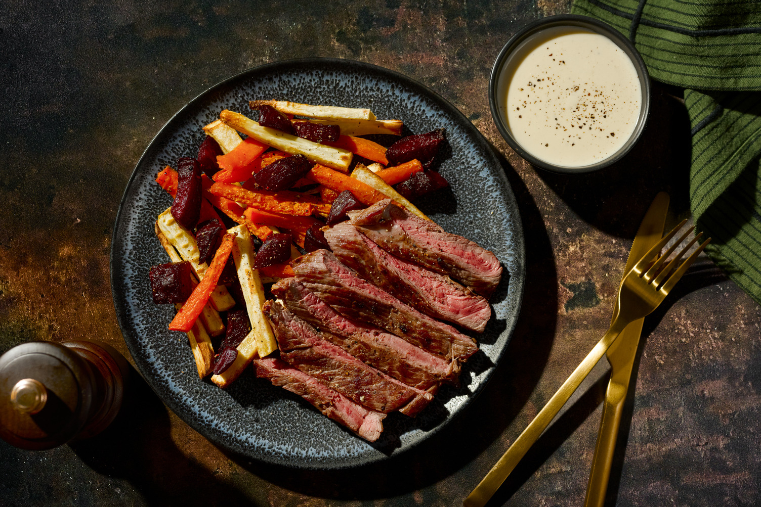 Bavette grillée & sauce fromagère au gouda