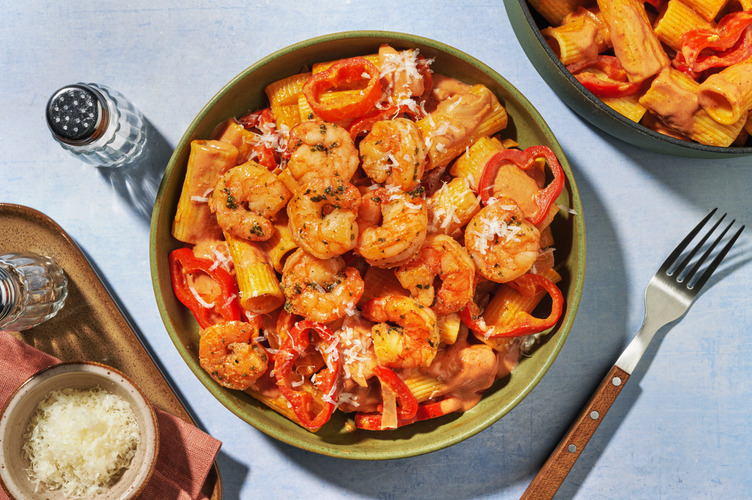 One-Pot Rigatoni mit Cajun Crevetten