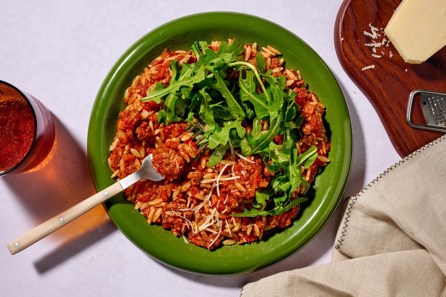 Easy Beef and Bacon Bolognese Orzo