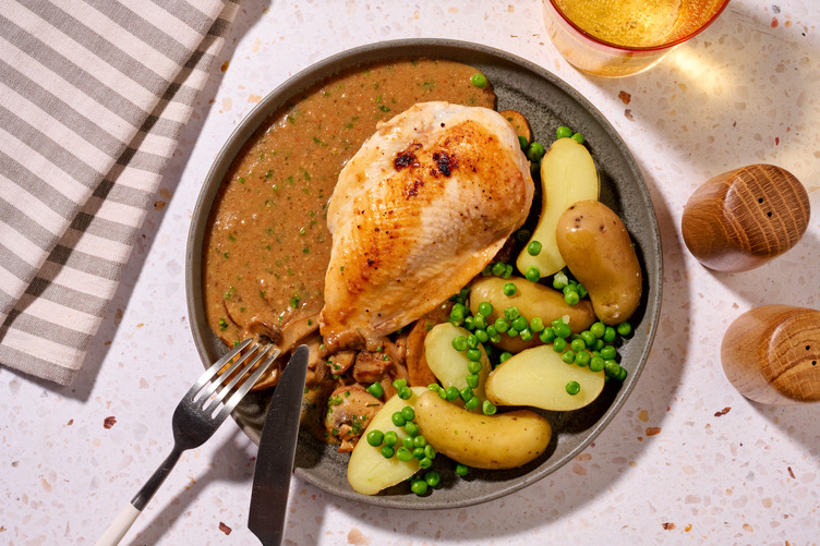 Quick Chicken in Black Garlic Mushroom Sauce