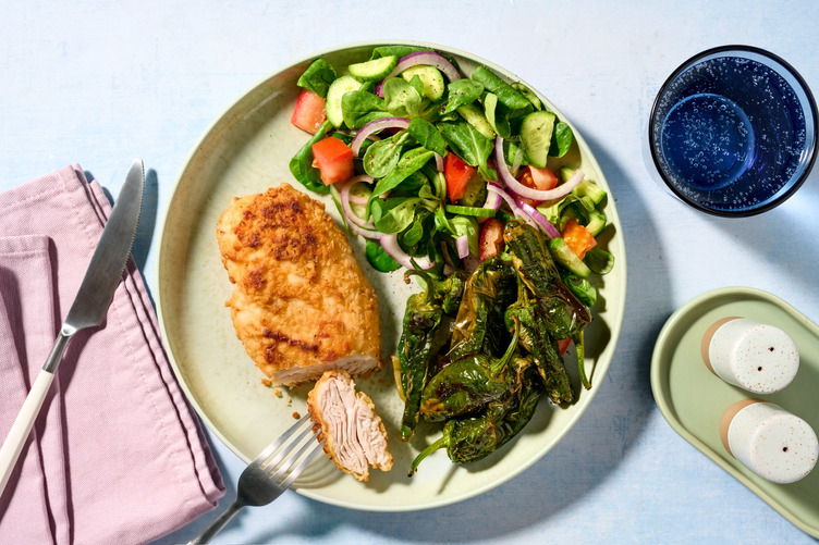 Crispy Chicken Breast with Padron Peppers