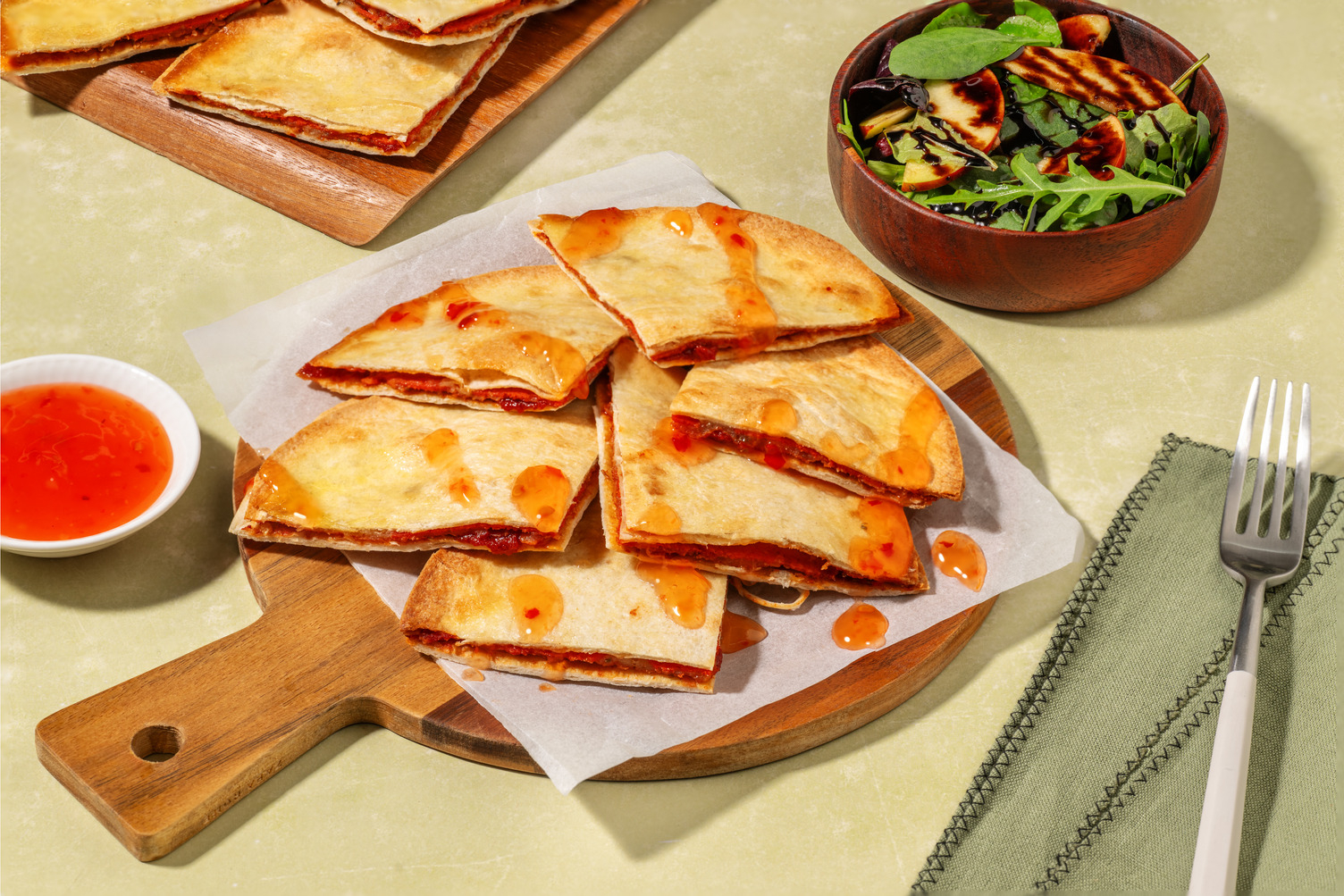 Pronto Pizza Inspired Chorizo Mozzarella Quesadillas