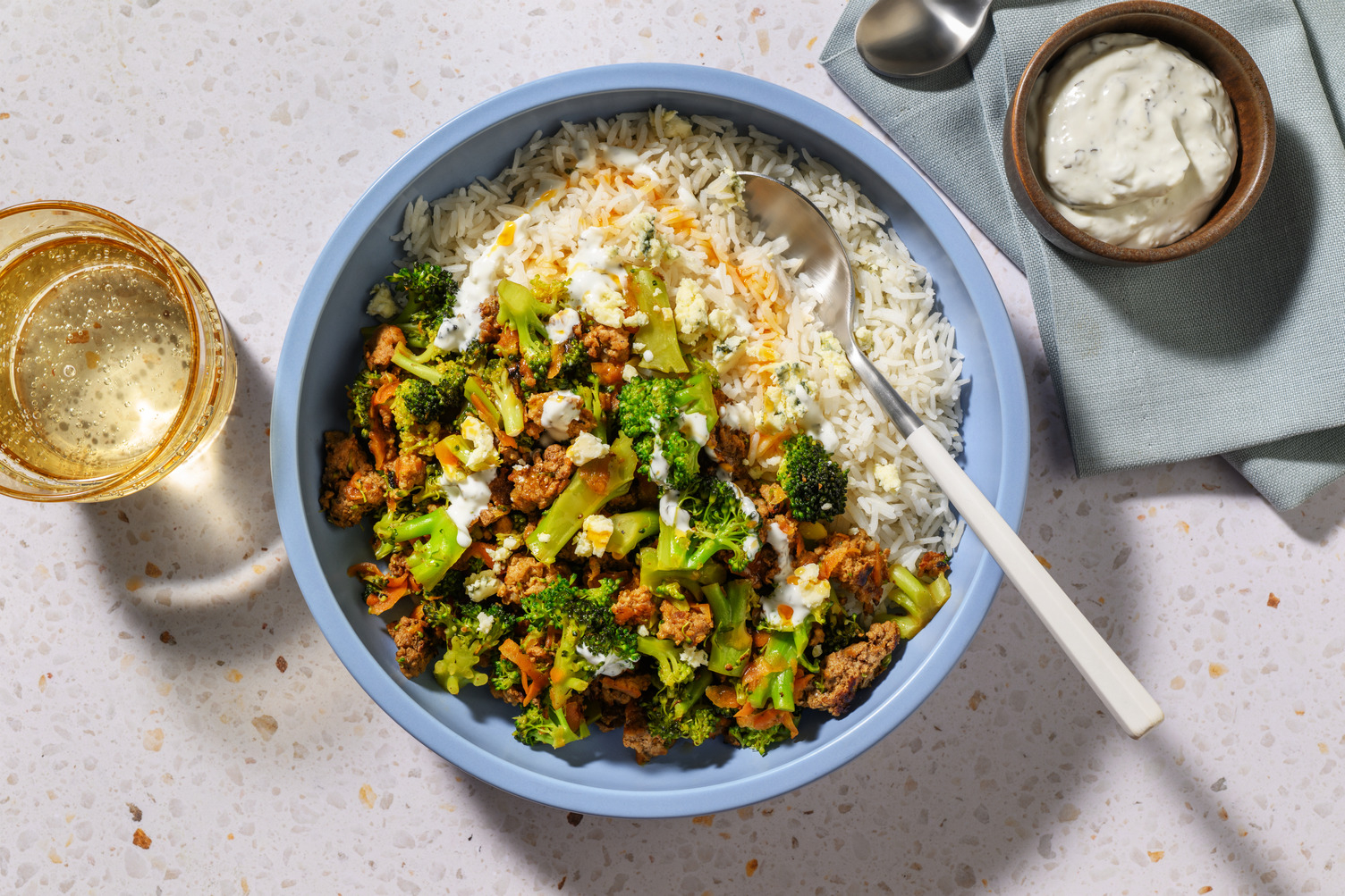Lean Beef and Broccoli Bowl with Cashel Blue® Cheese Crumble