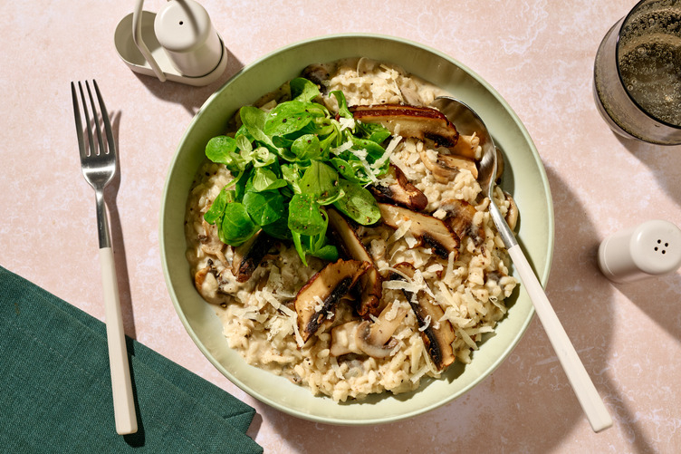 Truffle and Double Mushroom Risotto with Salmon
