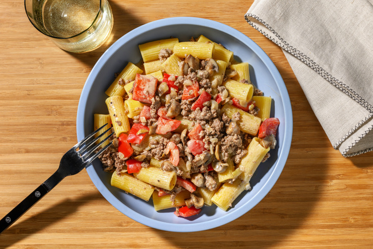 Mushroom and Lean Beef Rigatoni 