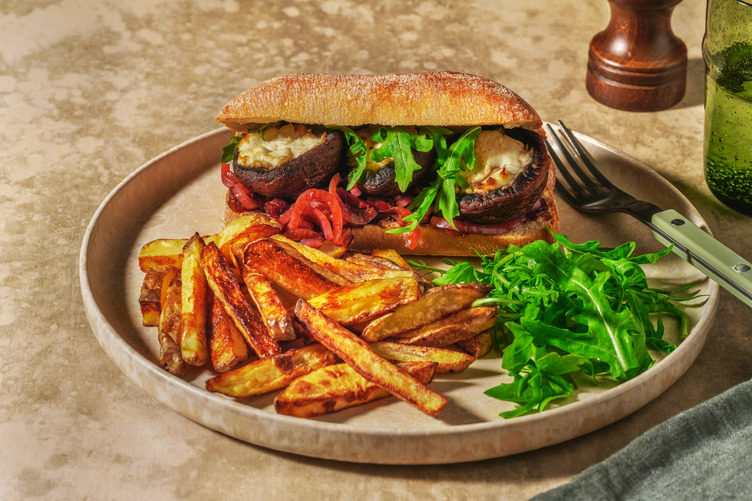 Portobello Mushroom Goat's Cheese Sandwich with Irish Bacon