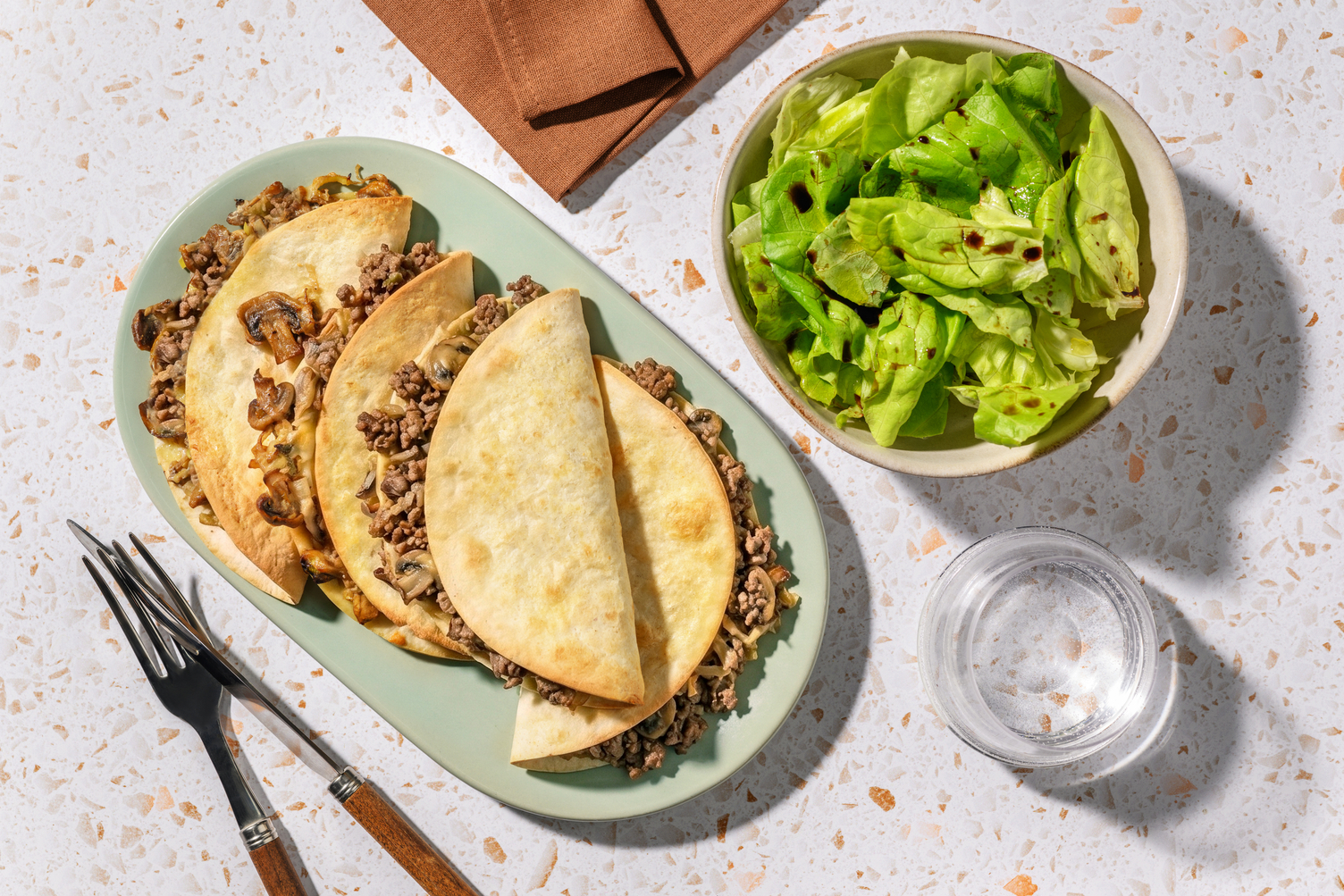 Cheesy Mushroom and Leek Quesadillas with Irish Turkey Mince